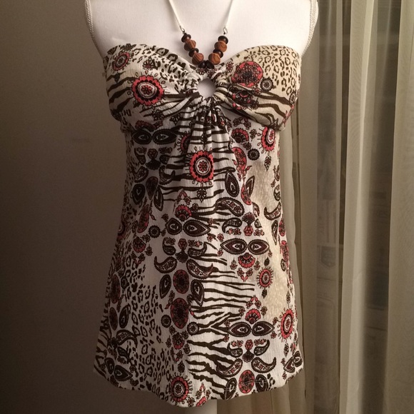 Tops - Sleeveless decorative tie around next summer top